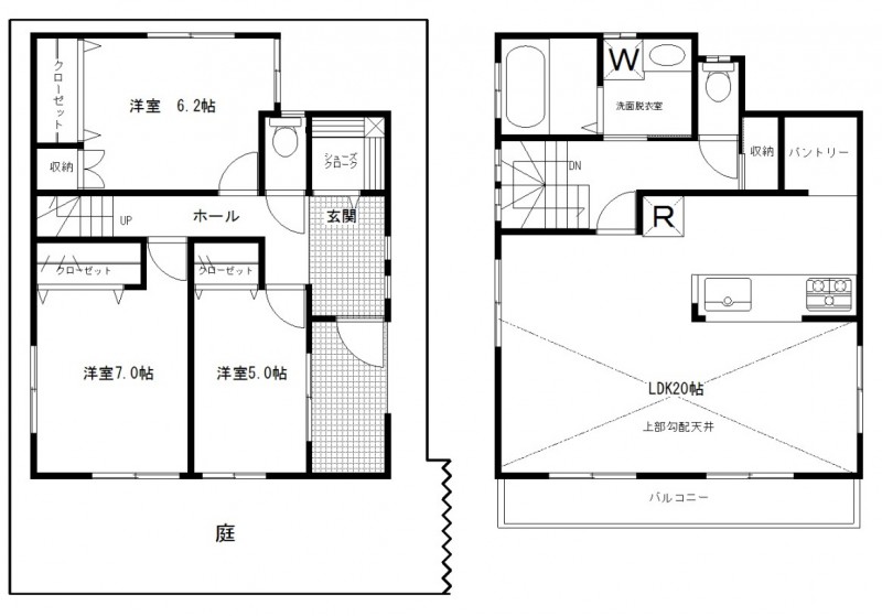 有馬新築戸建　間取図（庭付）